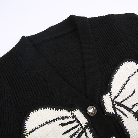 black-bow-patched-knitted-cardigans-buttons-up-cute-sweater-5