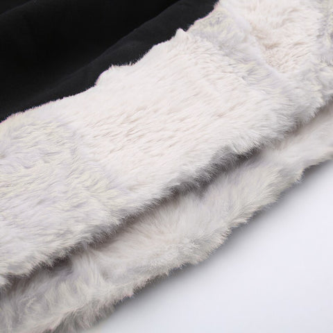 warm-shaggy-turtleneck-elegant-faux-fur-bodycon-ruched-black-winter-dress-8