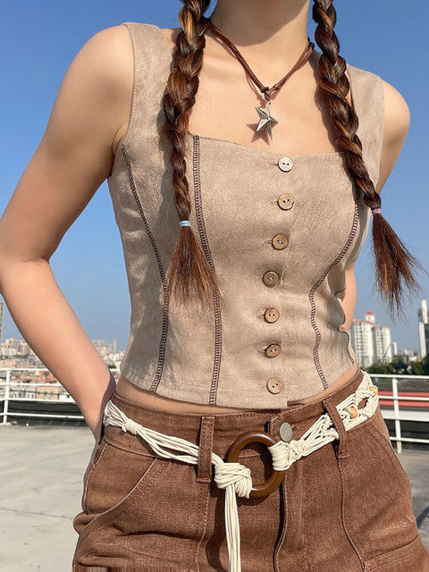 goth-retro-khaki-square-neck-buttons-stitched-sleeveless-top-4