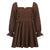 square-neck-brown-ruched-long-sleeve-fashion-solid-pleated-dress-6
