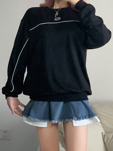 gothic-stripe-patchwork-loose-pullover-casual-embroidery-hoodie-2