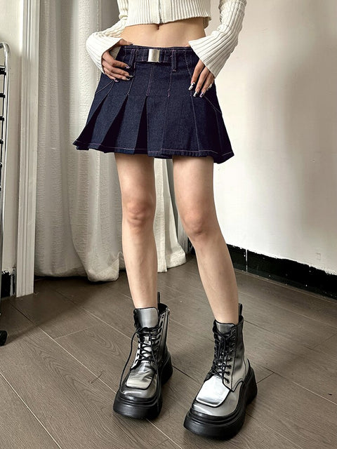 streetwear-line-stitching-zipper-pleated-mini-denim-casual-short-skirt-2