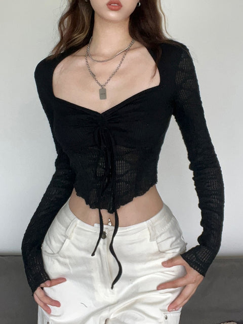 square-neck-black-drawstring-knitted-basic-top-tee-2