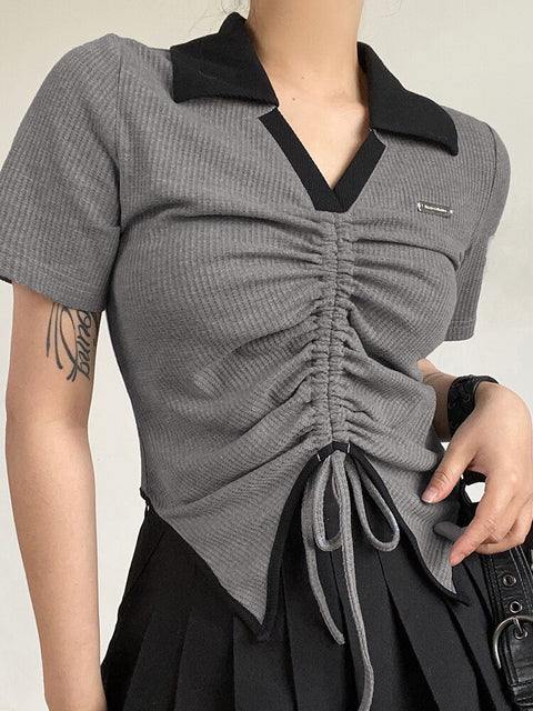 casual-basic-drawstring-irregular-hem-slim-stitch-contrast-cute-crop-top-1