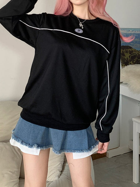 gothic-stripe-patchwork-loose-pullover-casual-embroidery-hoodie-3