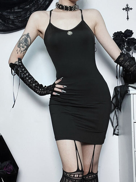 black-goth-spider-web-print-backless-sleeveless-sexy-dress-1