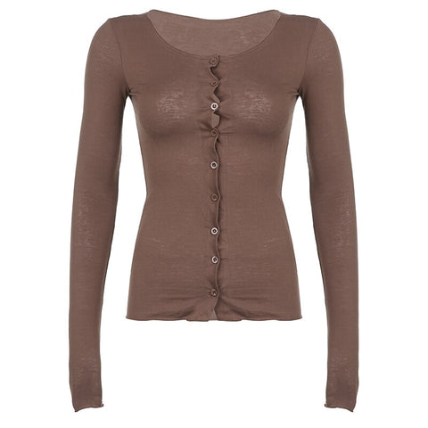 casual-skinny-brown-basic-long-sleeve-buttons-up-slim-solid-sexy-spring-top-4