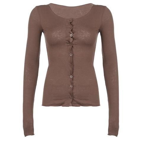 casual-skinny-brown-basic-long-sleeve-buttons-up-slim-solid-sexy-spring-top-4