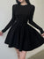 long-sleeve-corset-black-solid-basic-o-neck-pleated-slim-elegant-dress-2