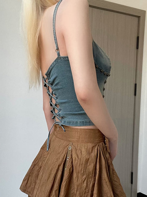 strap-skinny-rivet-denim-camisole-slim-lace-up-bandage-top-4