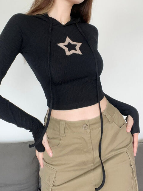 knitted-star-patches-hooded-casual-basic-crop-top-3