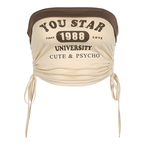 khaki-drawstring-strapless-tube-letter-print-mini-vest-top-6