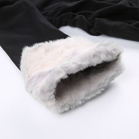 warm-shaggy-turtleneck-elegant-faux-fur-bodycon-ruched-black-winter-dress-7