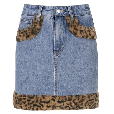 vintage-high-waist-denim-short-leopard-faux-fur-trim-mini-skirt-5