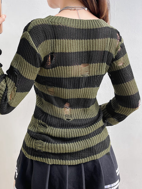 hole-distressed-sweater-vintage-stripe-ripped-pullover-tops-2