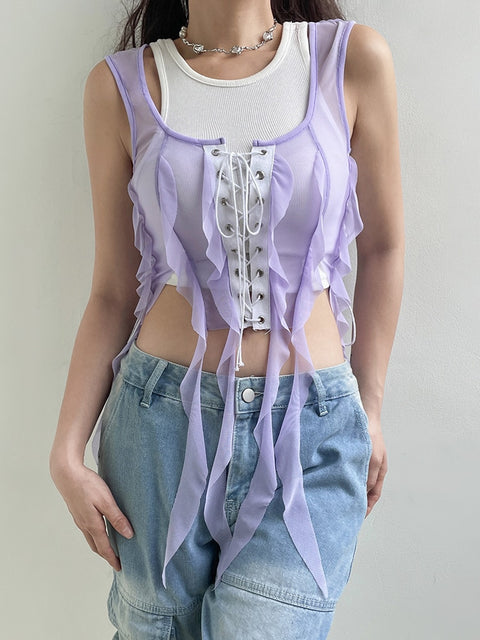 streetwear-ruffles-patchwork-mesh-see-through-thin-lace-up-crop-top-3