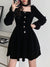 black-velvet-square-neck-buttons-elegant-party-solid-pleated-dress-4