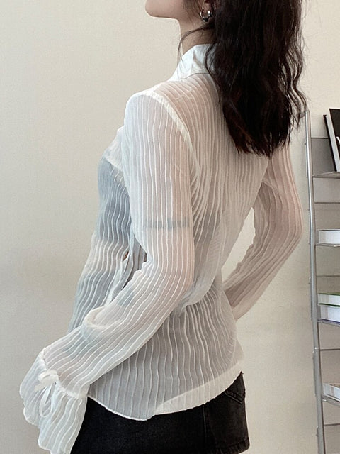 chic-folds-white-chiffon-pleated-buttons-transparent-tie-up-sexy-cardigan-blouse-5
