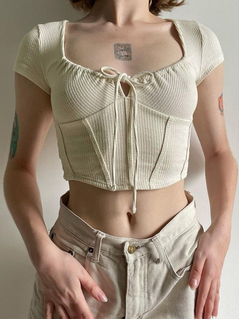 stitch-mini-slim-tie-up-short-sleeve-shirring-casual-skinny-chic-knit-crop-top-2