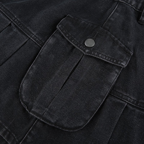 cargo-style-black-high-waist-denim-mini-solid-pockets-casual-pleated-skirt-12