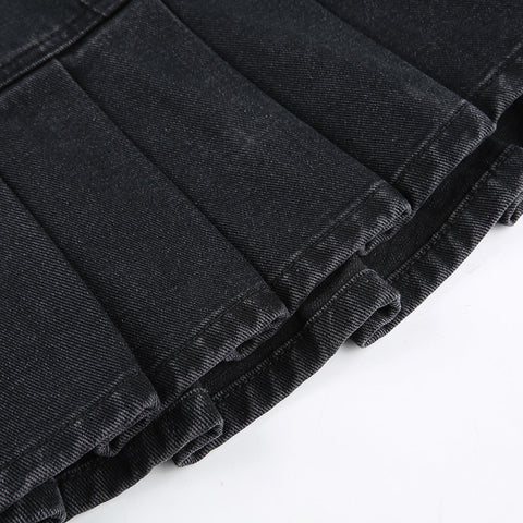 cargo-style-black-high-waist-denim-mini-solid-pockets-casual-pleated-skirt-9