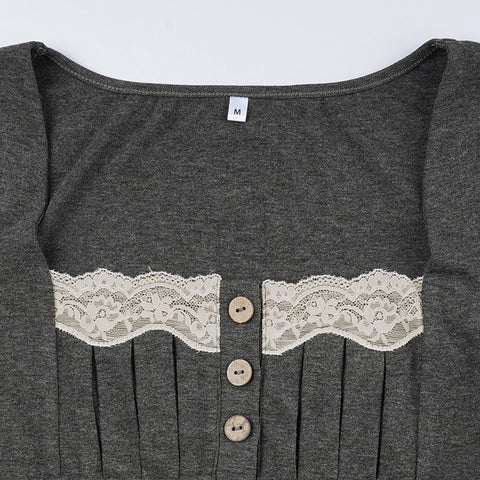 retro-square-neck-folds-long-sleeve-lace-patchwork-buttons-slim-top-6