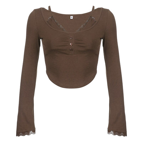 brown-basic-halter-lace-trim-buttons-slim-long-sleeves-cropped-top-6