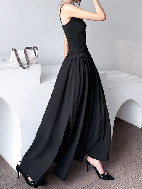 spaghetti-strap-black-folds-corset-maxi-pleated-elegant-sexy-ruched-long-dress-5