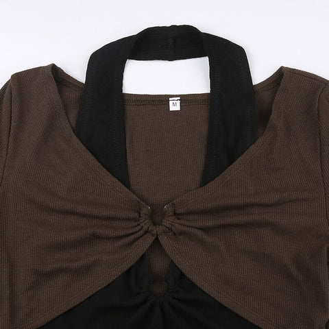 elegant-halter-neck-patchwork-cut-out-fake-2-pieces-bodysuit-6