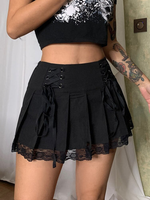grunge-gothic-black-trim-high-waist-pleated-sexy-lace-up-short-mini-skirt-1