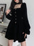 black-velvet-square-neck-buttons-elegant-party-solid-pleated-dress-2