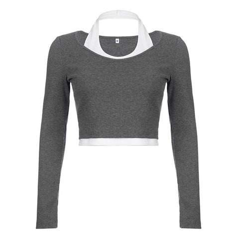 casual-basic-patched-halter-neck-contrast-slim-basic-crop-top-4