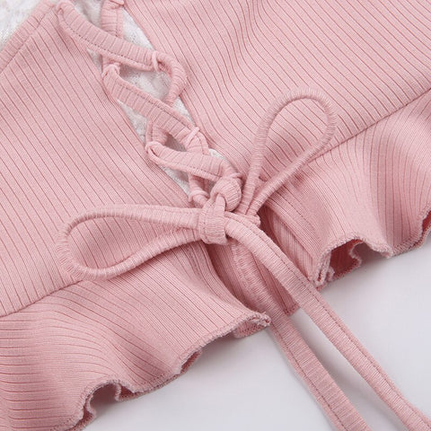 sweet-pink-knit-lace-patchwork-slim-ruffles-bow-square-neck-crop-top-9