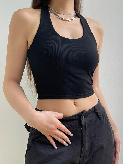 basic-casual-fitness-black-halter-backless-slim-top-2