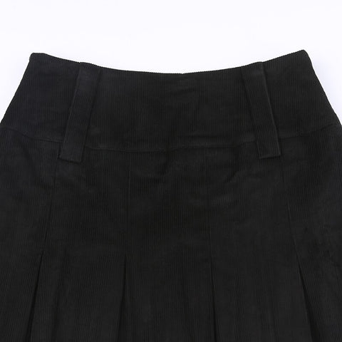 vintage-black-corduroy-high-waist-solid-preppy-style-pleated-mini-skirt-3