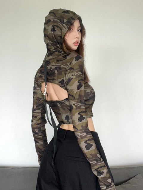 streetwear-camouflage-buckle-hooded-women-t-shirts-slim-retro-casual-backless-crop-top-1