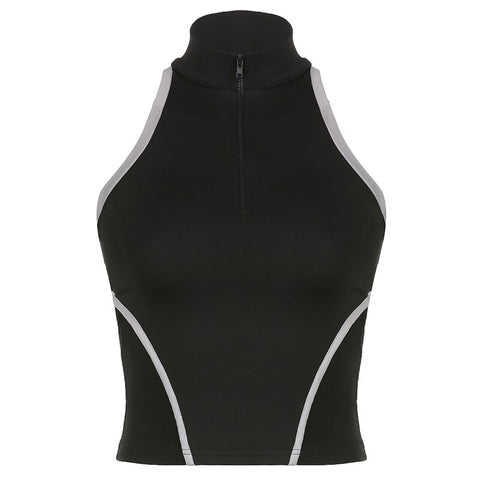 black-stripe-stitched-zipper-backless-stand-collar-short-top-5