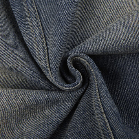 Asymmetrical Lace Side Split Denim Long Skirt