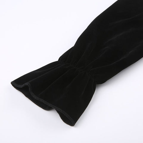 black-velvet-square-neck-buttons-elegant-party-solid-pleated-dress-9