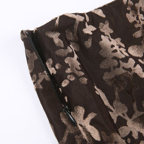 aesthetic-brown-velvet-jacquard-double-layer-fairycore-long-skirt-7