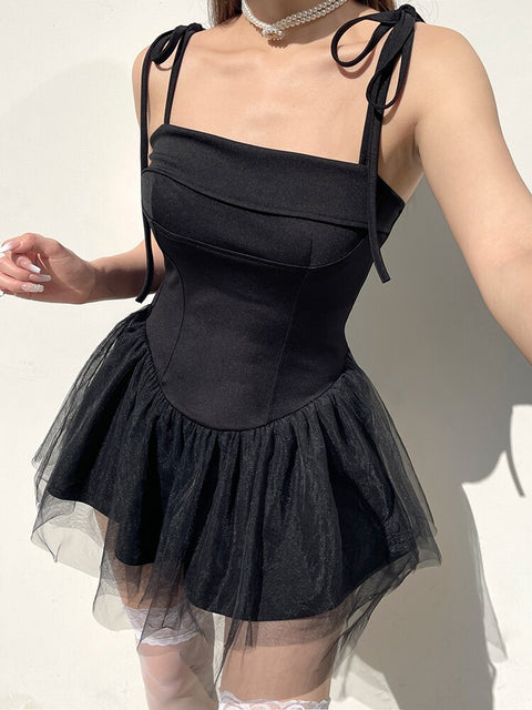 chic-strappy-balletcore-pleated-mesh-patchwork-tulle-party-slim-mini-dress-5