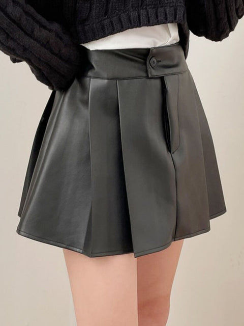 casual-basic-street-high-waist-mini-pleated-preppy-style-short-leather-skirt-4