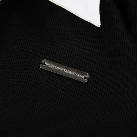 flare-sleeve-skinny-black-mini-patchwork-slim-basic-turn-down-collar-casual-dress-8