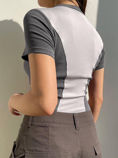 punk-style-bodycon-stitched-short-sleeve-bodysuit-4