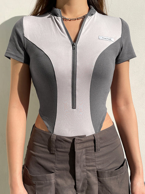 punk-style-bodycon-stitched-short-sleeve-bodysuit-2