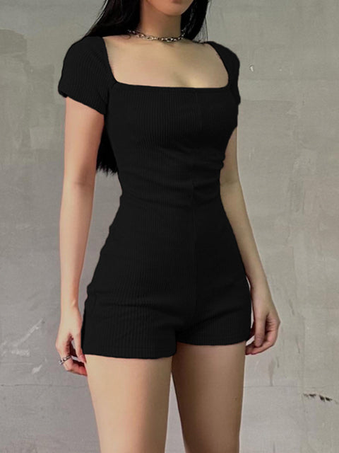 black-sexy-square-neck-short-sleeve-skinny-jumpsuit-1